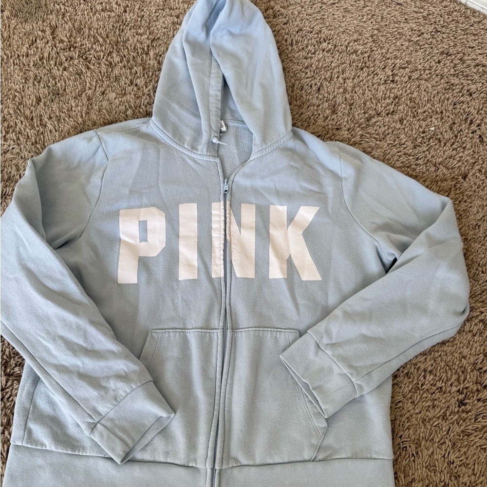 Victoria's Secret PINK Light Blue Zip-Up Hoodie